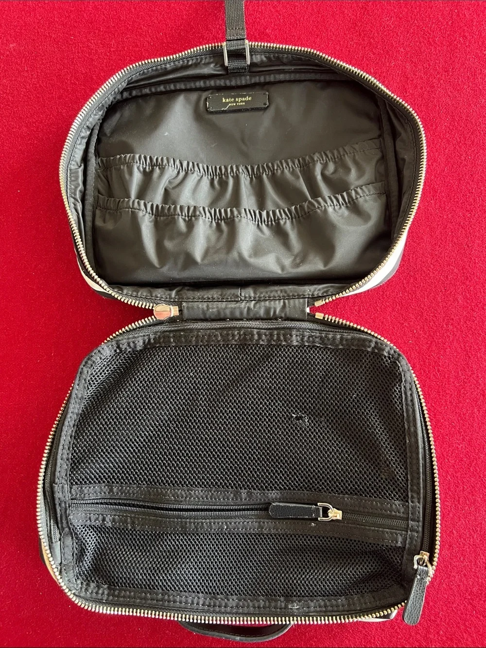 kate spade Black and White Striped Cosmetic Pouch